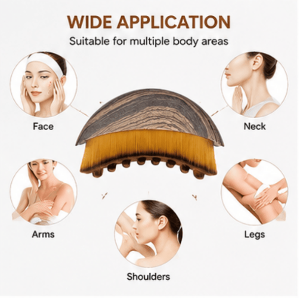 Dry Skin Brushing Body Brush with Travel Case - Natural Bristle Exfoliating Brush
