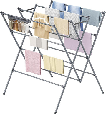 Foldable Laundry Drying Rack with Sock Clips