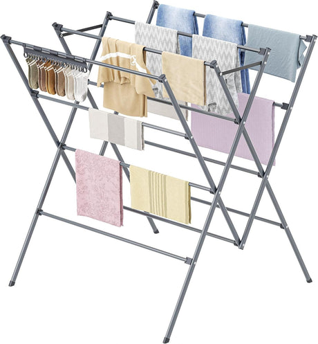 Foldable Laundry Drying Rack with Sock Clips