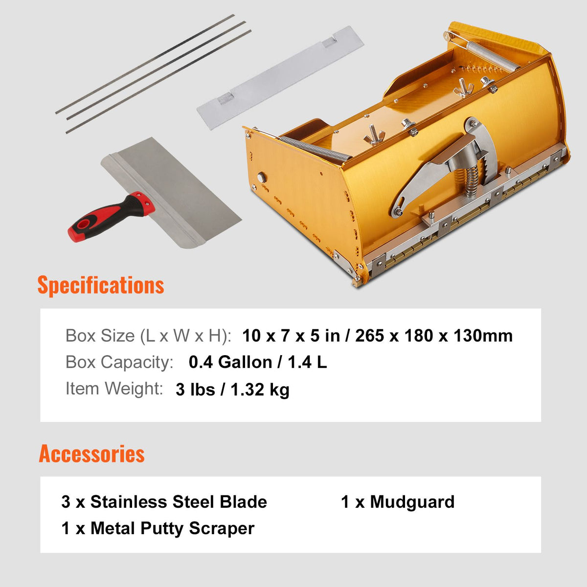 Quick-Clean Drywall Flat Box with Adjustable Blade Control
