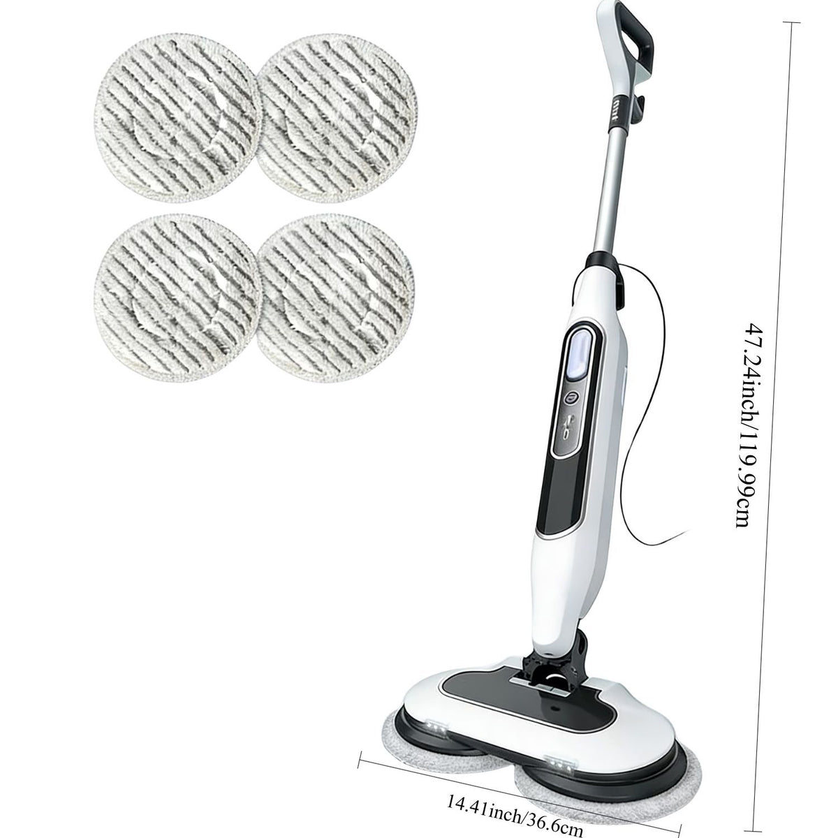Dual Head Hard Floor Steam Mop, 3 Adjustable Steam Modes, LED Headlights, Lightweight for Home Tile