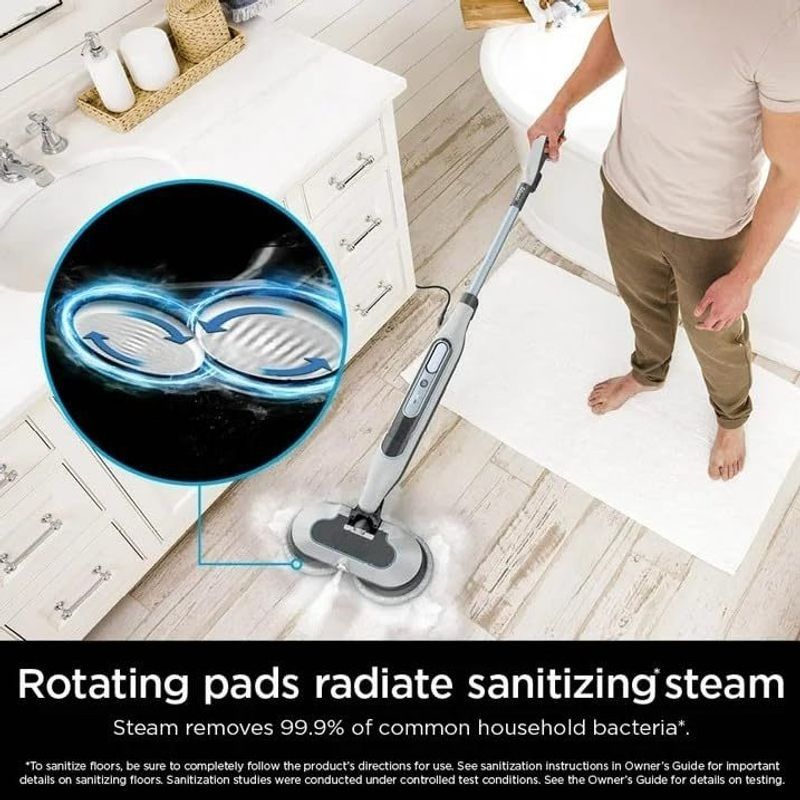 Dual Head Hard Floor Steam Mop, 3 Adjustable Steam Modes, LED Headlights, Lightweight for Home Tile