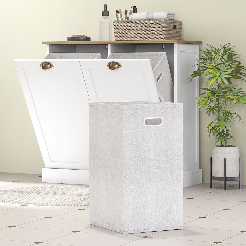 Dual Tilt-Out Laundry Hamper Cabinet with Removable Baskets – Modern Bathroom Storage