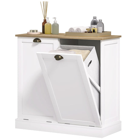 Dual Tilt-Out Laundry Hamper Cabinet with Removable Baskets – Modern Bathroom Storage