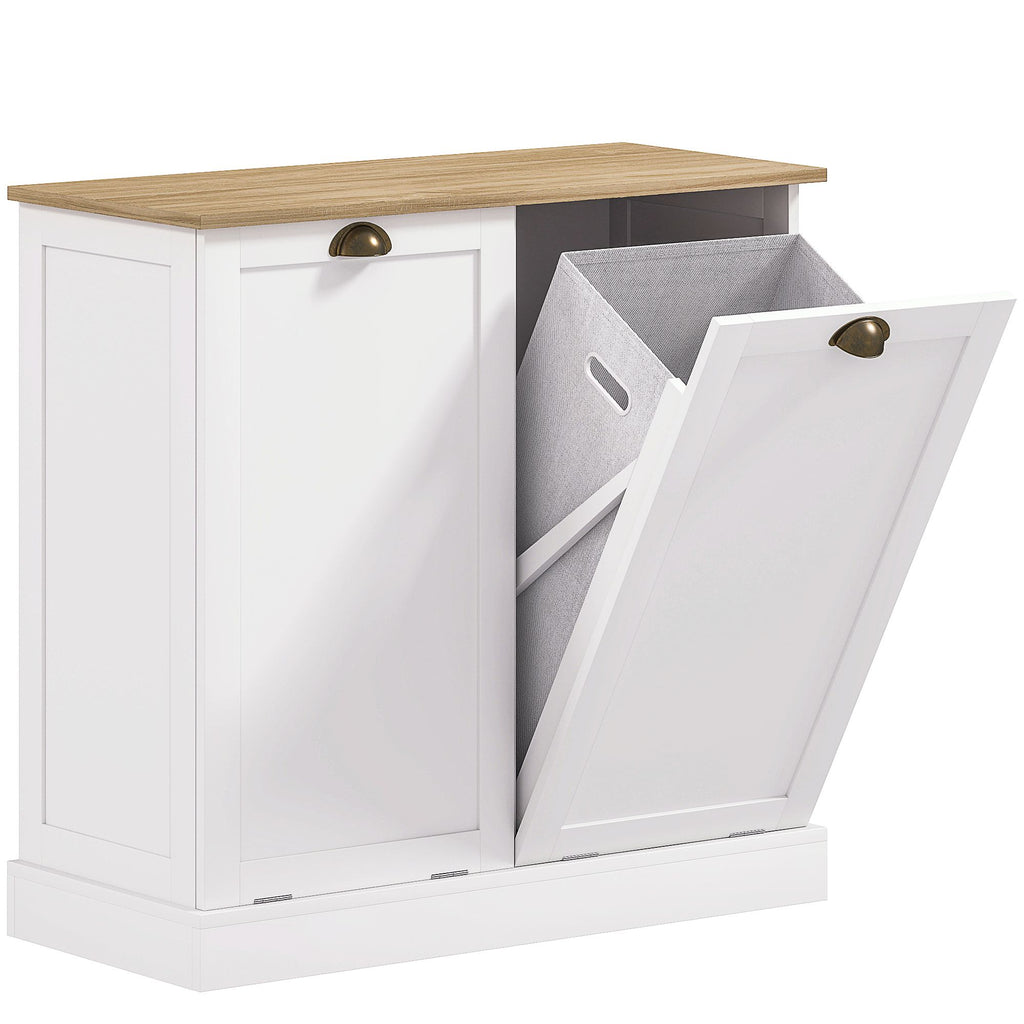 Dual Tilt-Out Laundry Hamper Cabinet with Removable Baskets – Modern Bathroom Storage