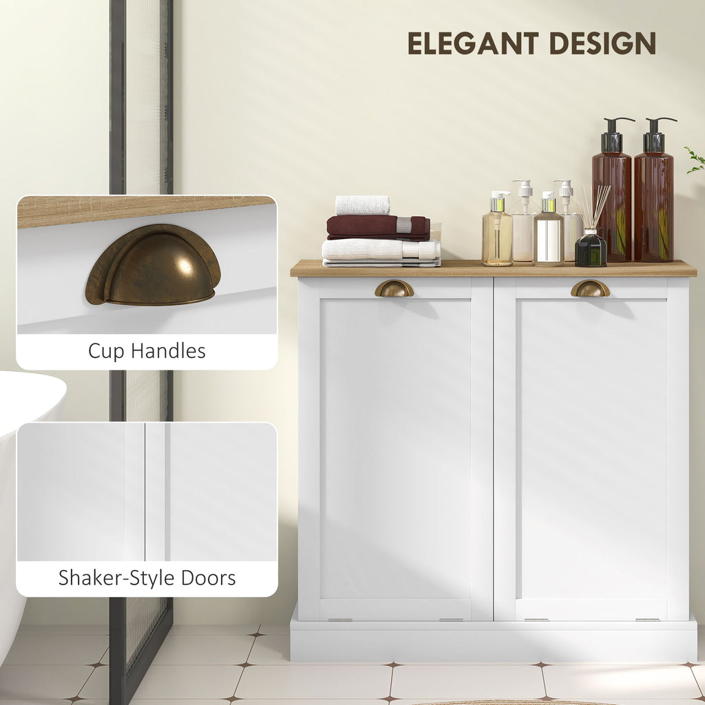 Dual Tilt-Out Laundry Hamper Cabinet with Removable Baskets – Modern Bathroom Storage