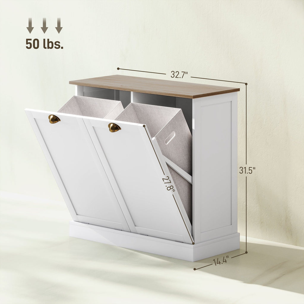 Dual Tilt-Out Laundry Hamper Cabinet with Removable Baskets – Modern Bathroom Storage