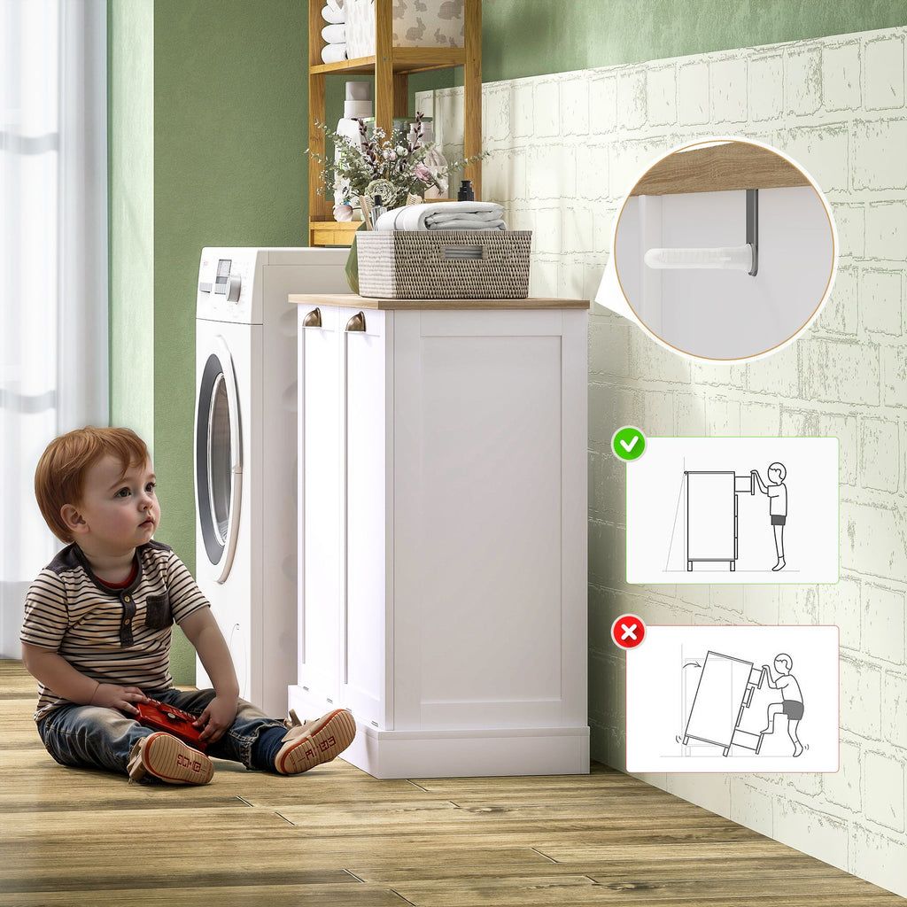 Dual Tilt-Out Laundry Hamper Cabinet with Removable Baskets – Modern Bathroom Storage