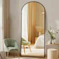 DUMOS Arched Full Length Floor Mirror with Stand,, Black, Nano Glass