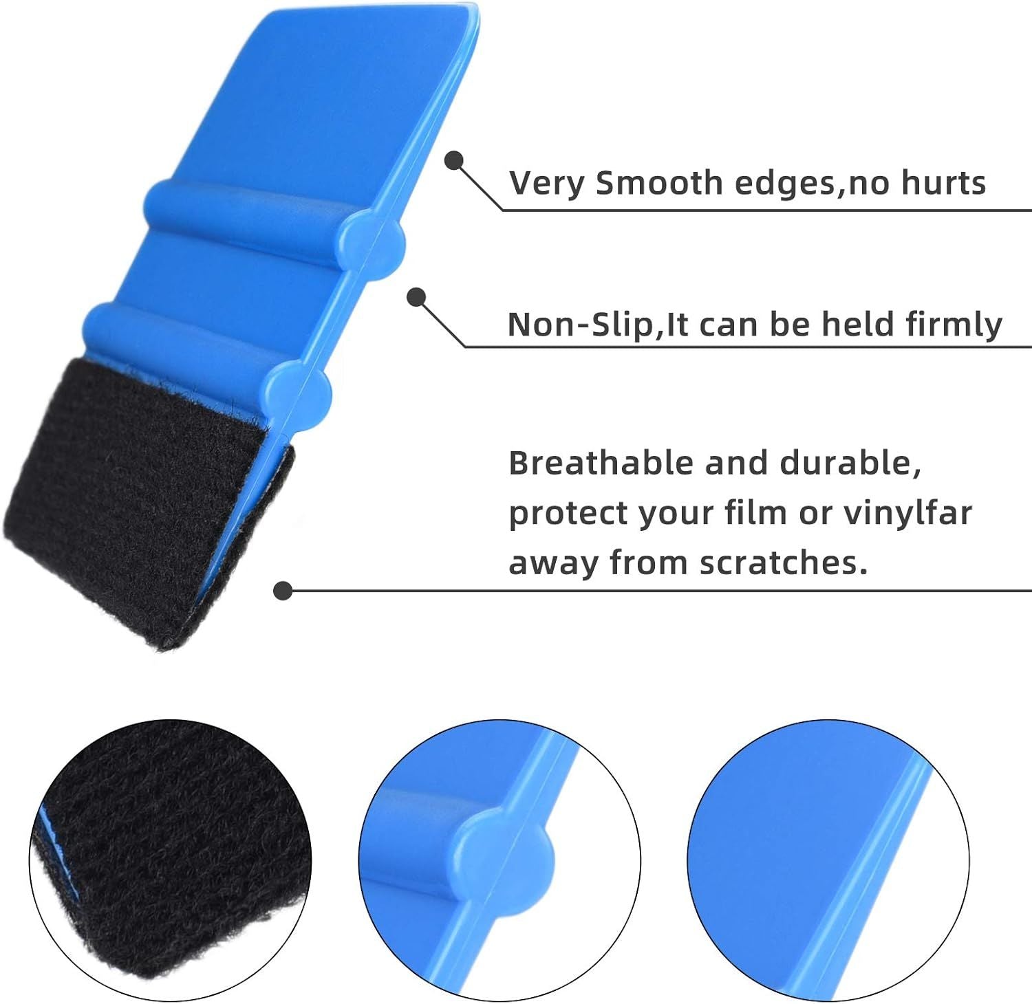 Professional 4- Felt Edge Vinyl Squeegee Tool – Pack of 3