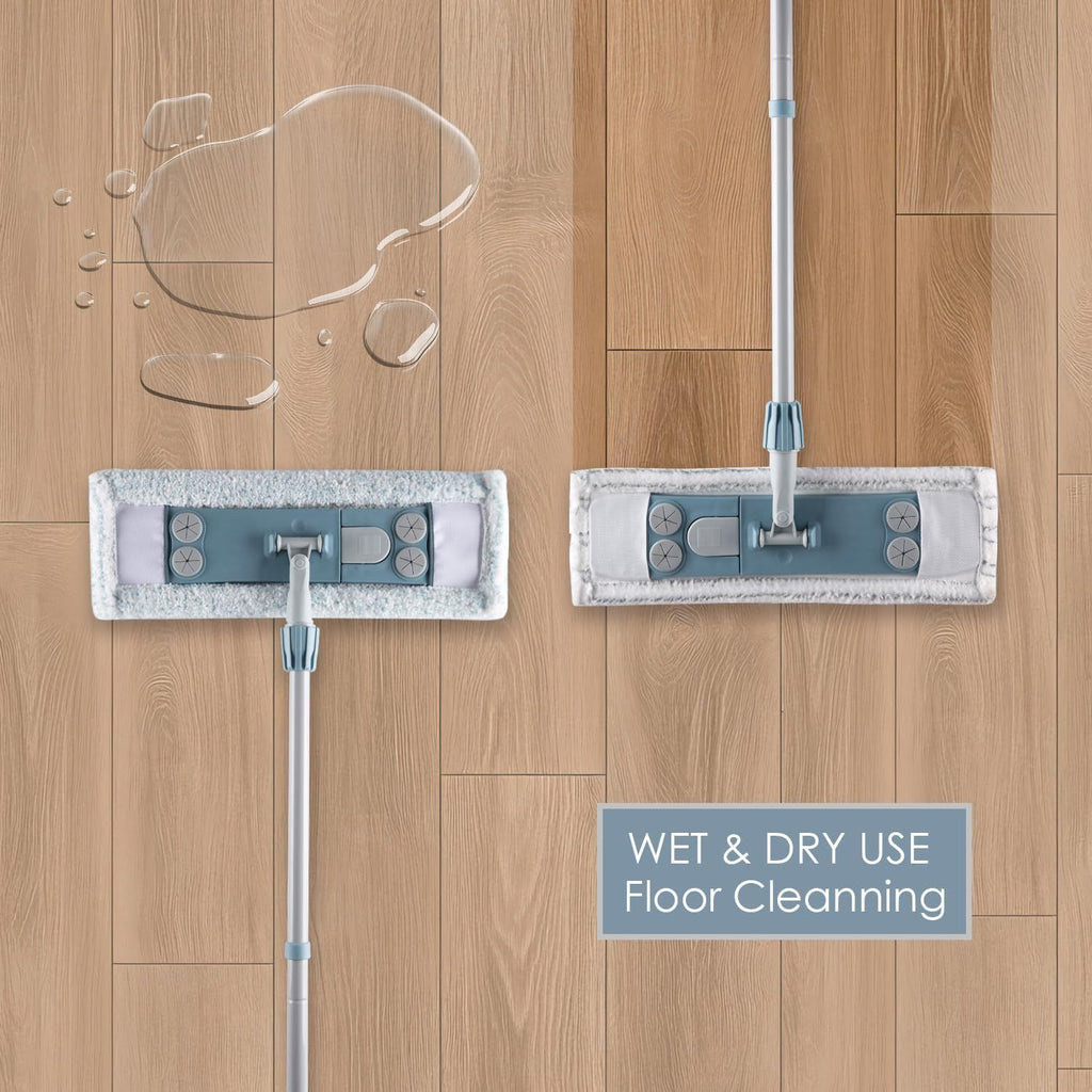 Magnetic Floor Flat Mop with 2 Washable Pads and Extendable Handle