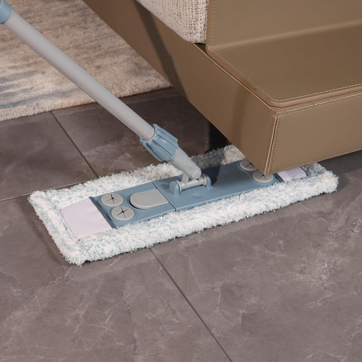 Magnetic Floor Flat Mop with 2 Washable Pads and Extendable Handle