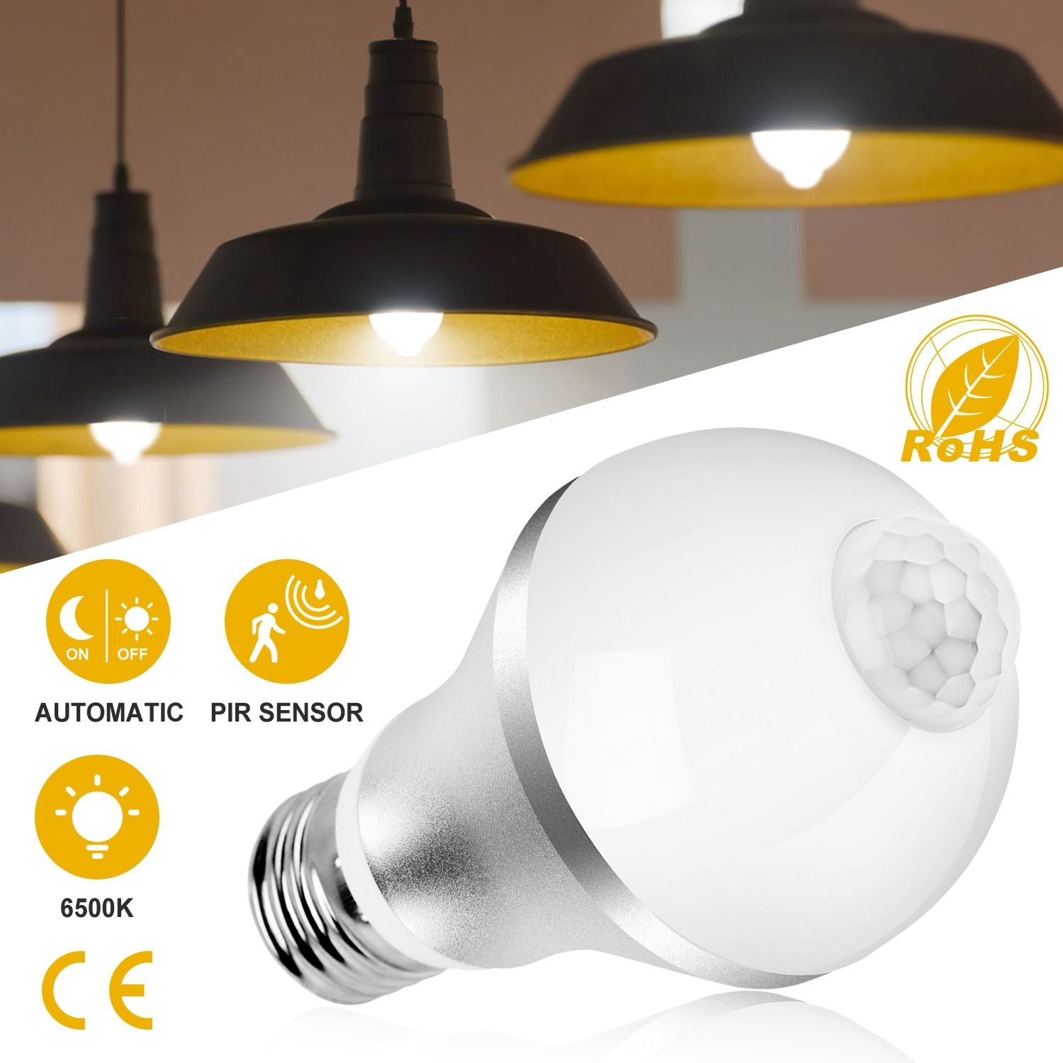 E27 Dusk-to-Dawn Motion Sensor LED Bulb