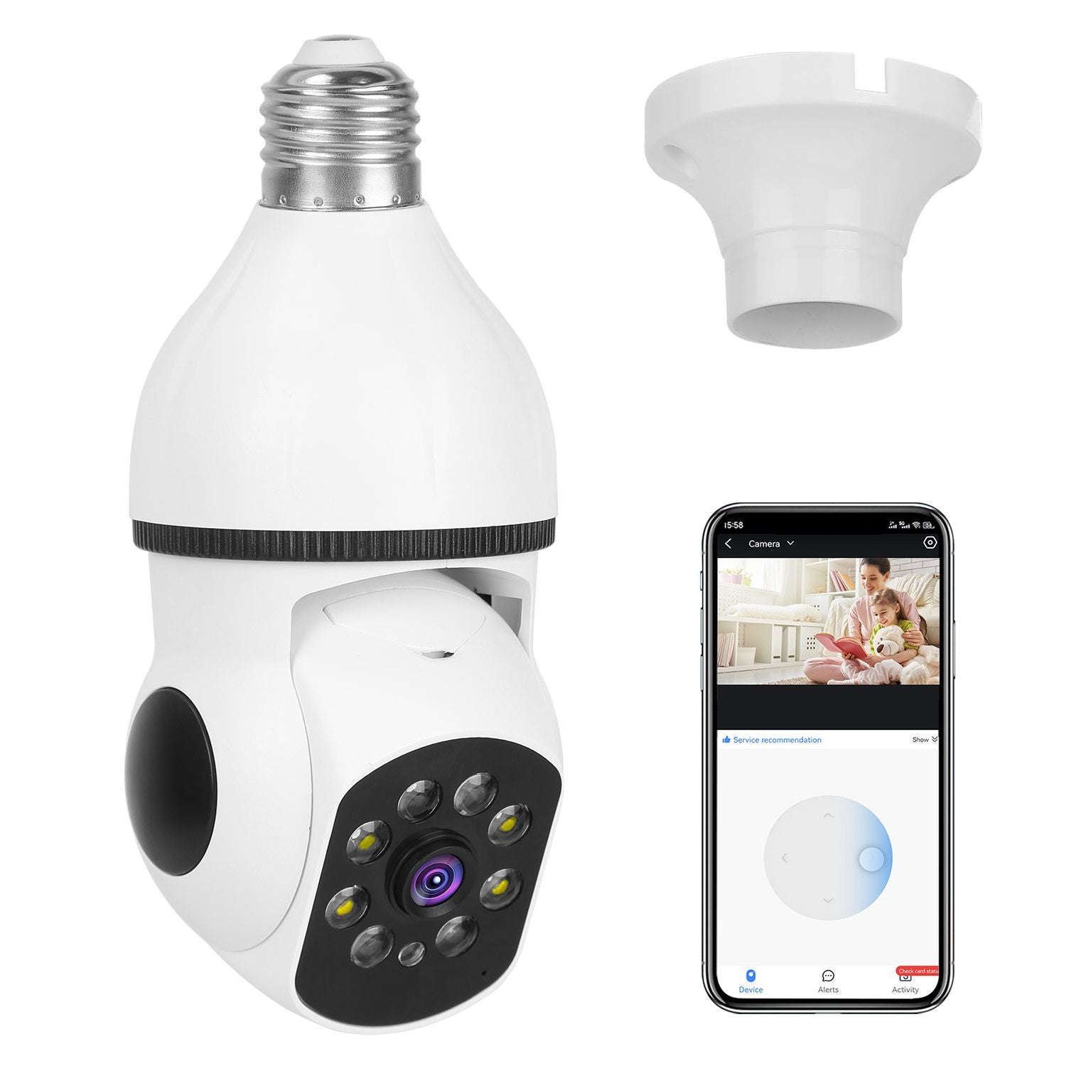 E27 WiFi Bulb Camera with 1080P HD, Full Color Night Vision, and Two-Way Audio