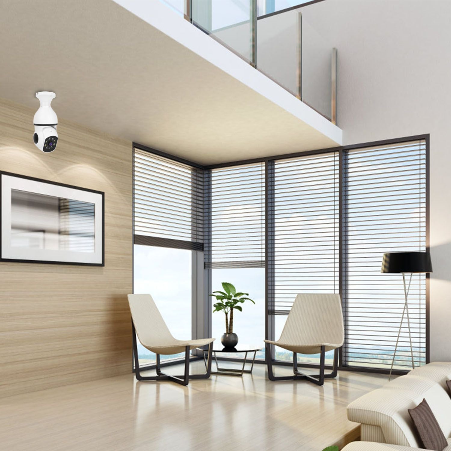 E27 WiFi Bulb Camera with 1080P HD, Full Color Night Vision, and Two-Way Audio