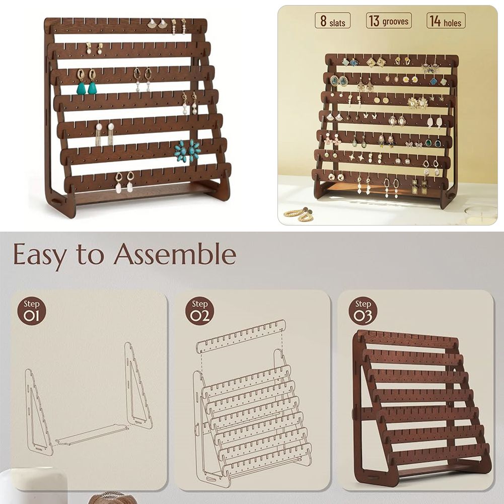 Slatted Earring Display Stand for Bedroom and Closet