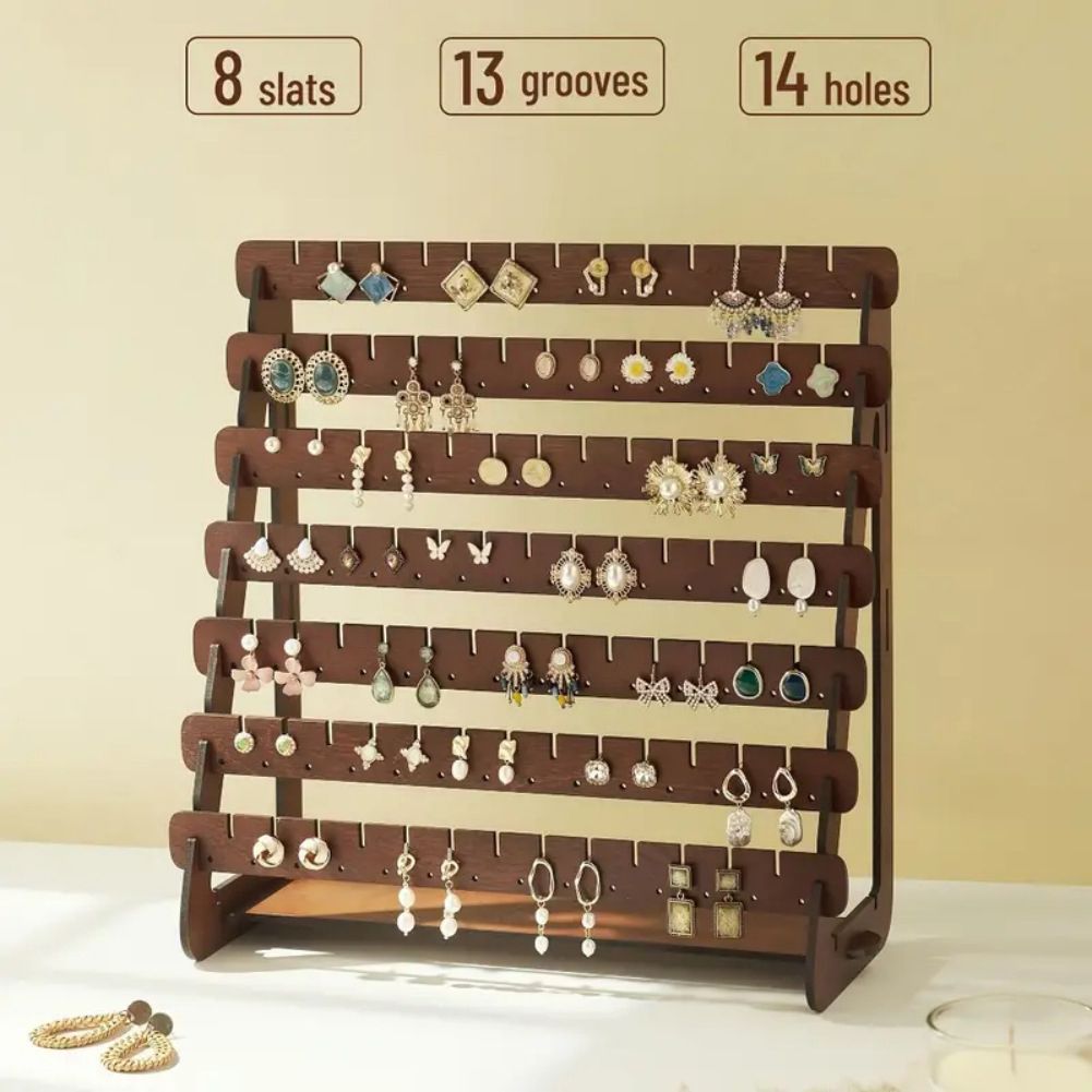 Slatted Earring Display Stand for Bedroom and Closet