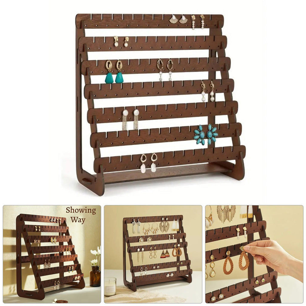 Slatted Earring Display Stand for Bedroom and Closet