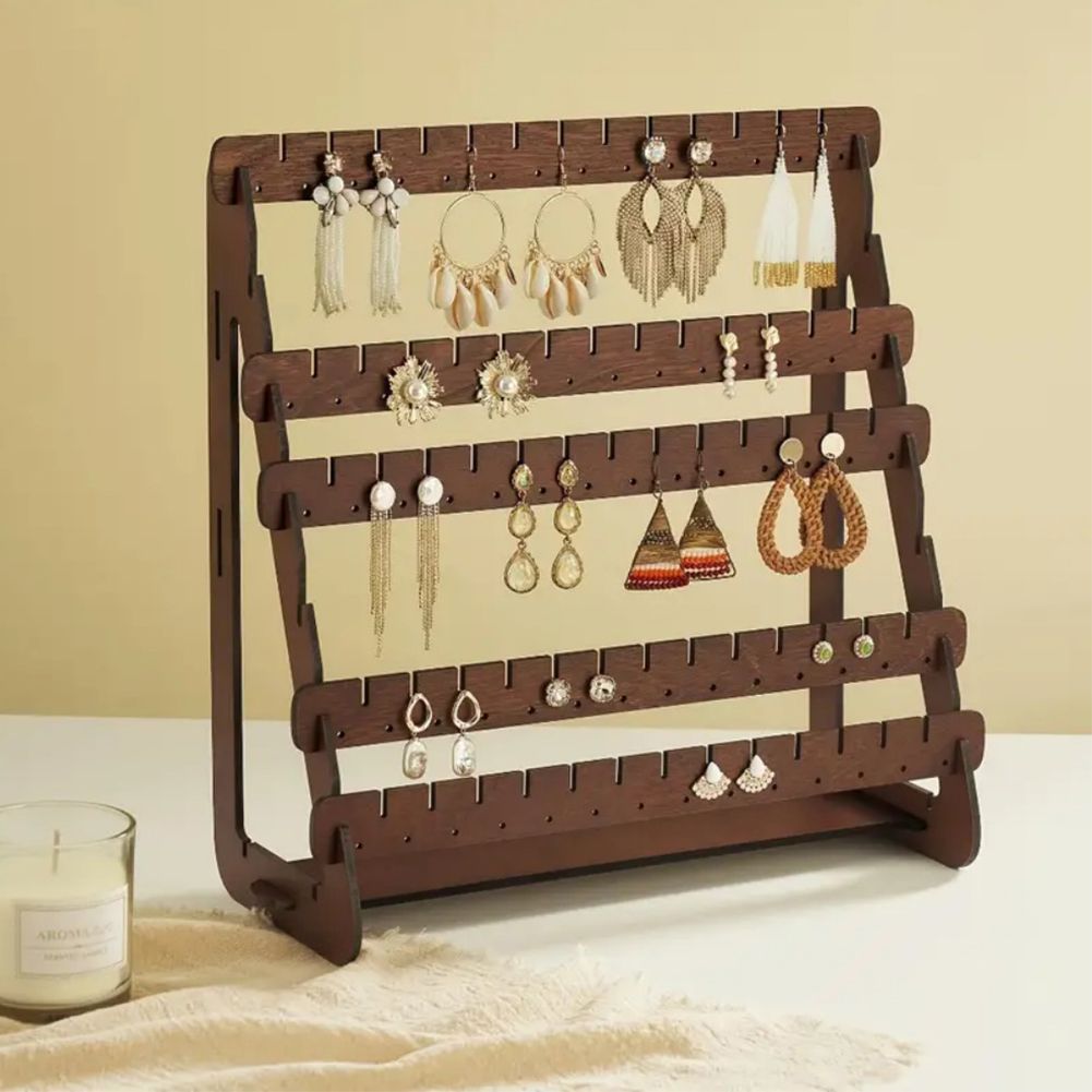 Slatted Earring Display Stand for Bedroom and Closet