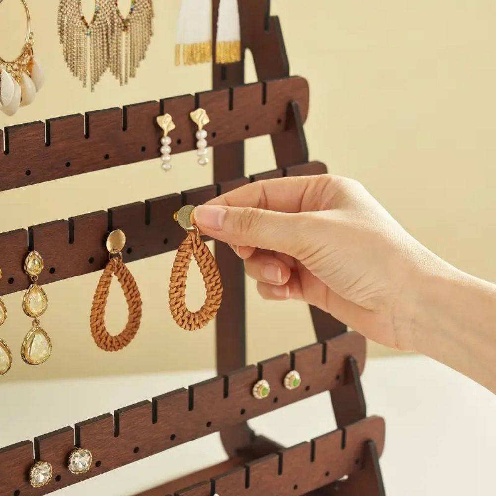 Slatted Earring Display Stand for Bedroom and Closet