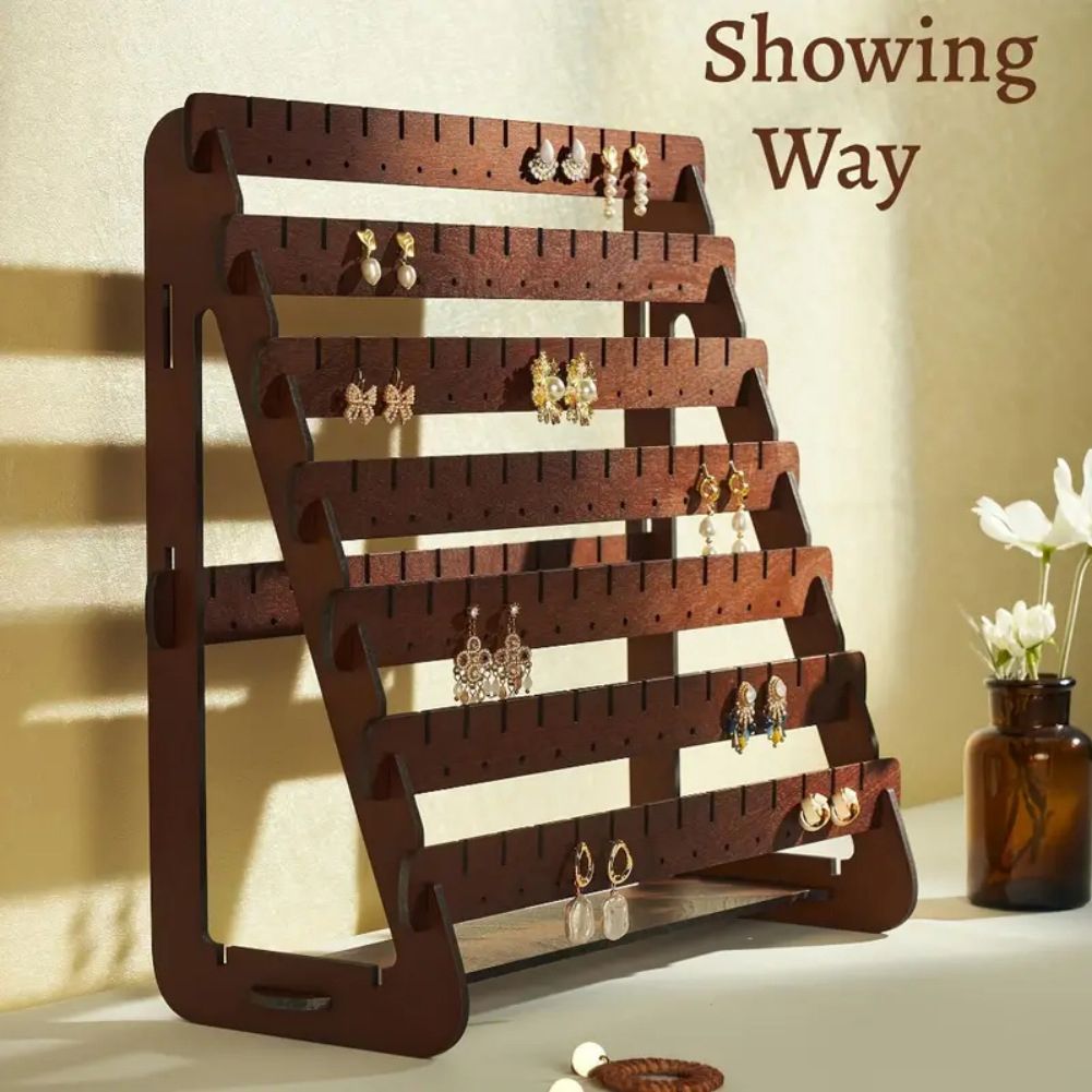Slatted Earring Display Stand for Bedroom and Closet