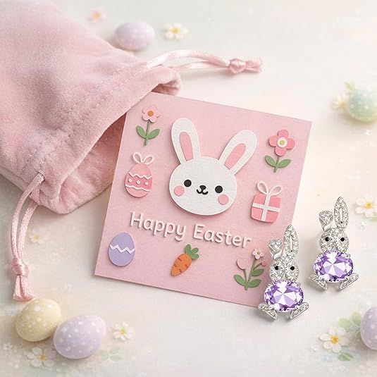 Sparkling Bunny Easter Earrings