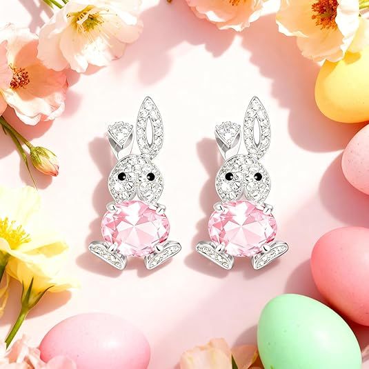 Sparkling Bunny Easter Earrings