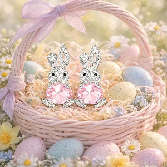 Sparkling Bunny Easter Earrings