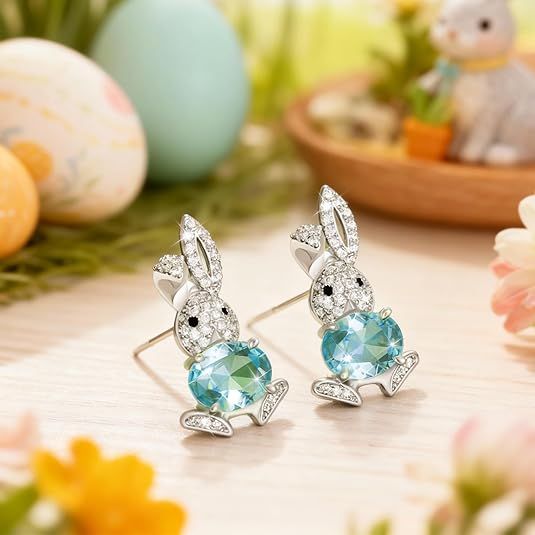 Sparkling Bunny Easter Earrings