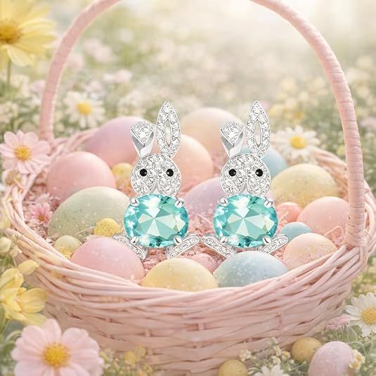 Sparkling Bunny Easter Earrings