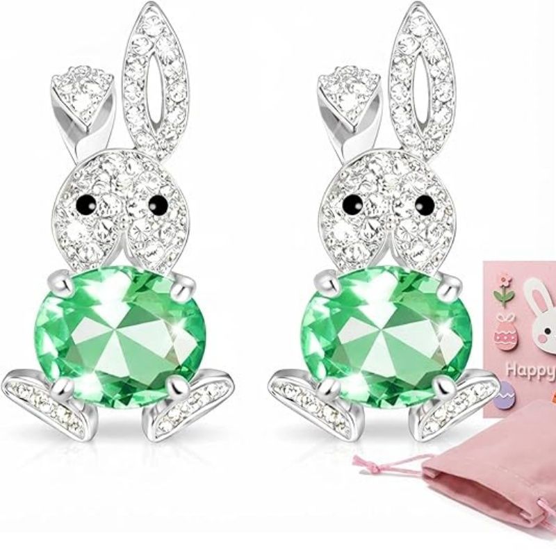 Sparkling Bunny Easter Earrings