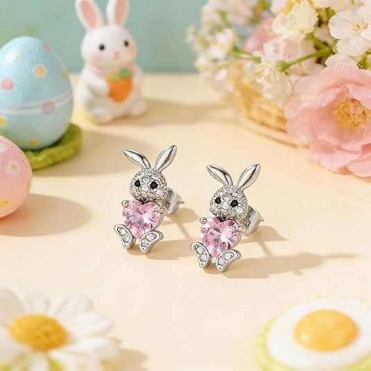 Sparkling Bunny Easter Earrings