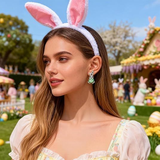 Sparkling Bunny Easter Earrings