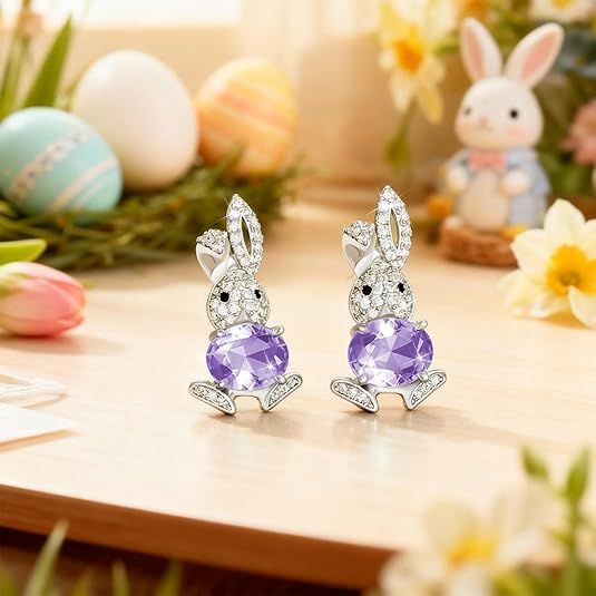 Sparkling Bunny Easter Earrings