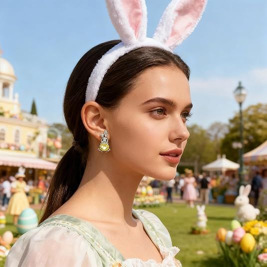 Sparkling Bunny Easter Earrings