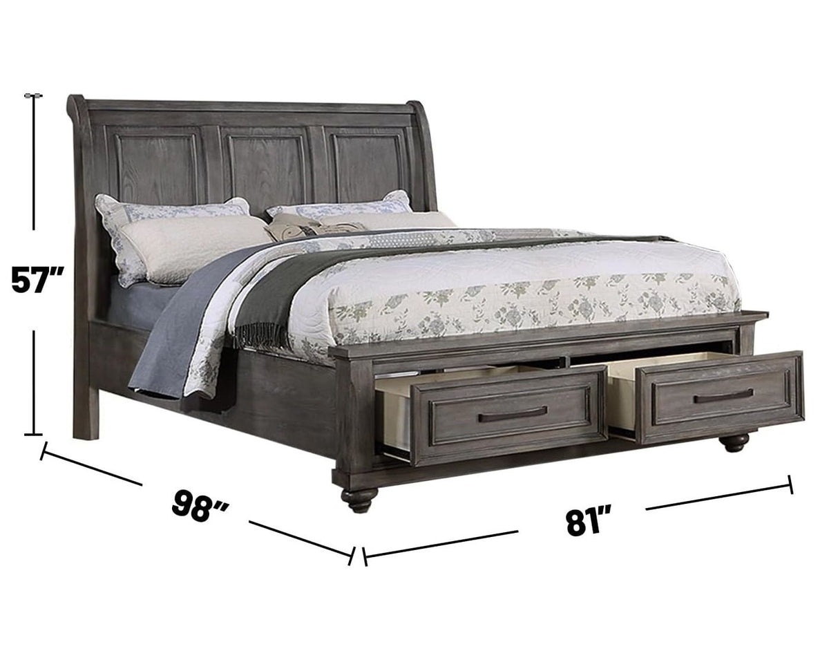 Vintage-Inspired Eastern King Sleigh Bed with Storage