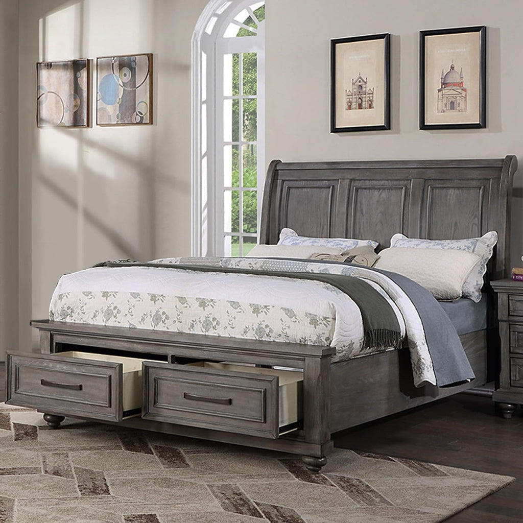 Vintage-Inspired Eastern King Sleigh Bed with Storage
