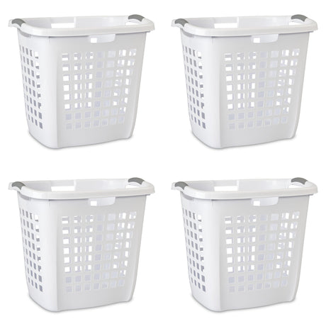 Easy Carry Plastic Laundry Hamper - 4 Pack, White