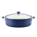 Large Ceramic Nonstick Family Pan with Glass Lid – 10.5 Quart Capacity, Blue
