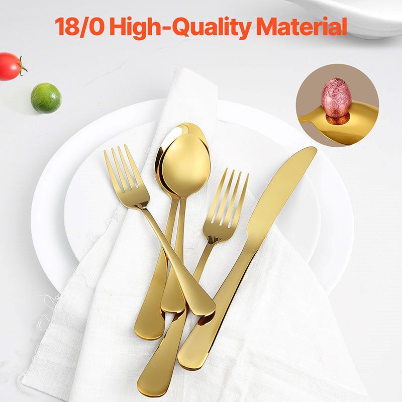 Modern Gold-Toned Flatware for Complete Table Settings