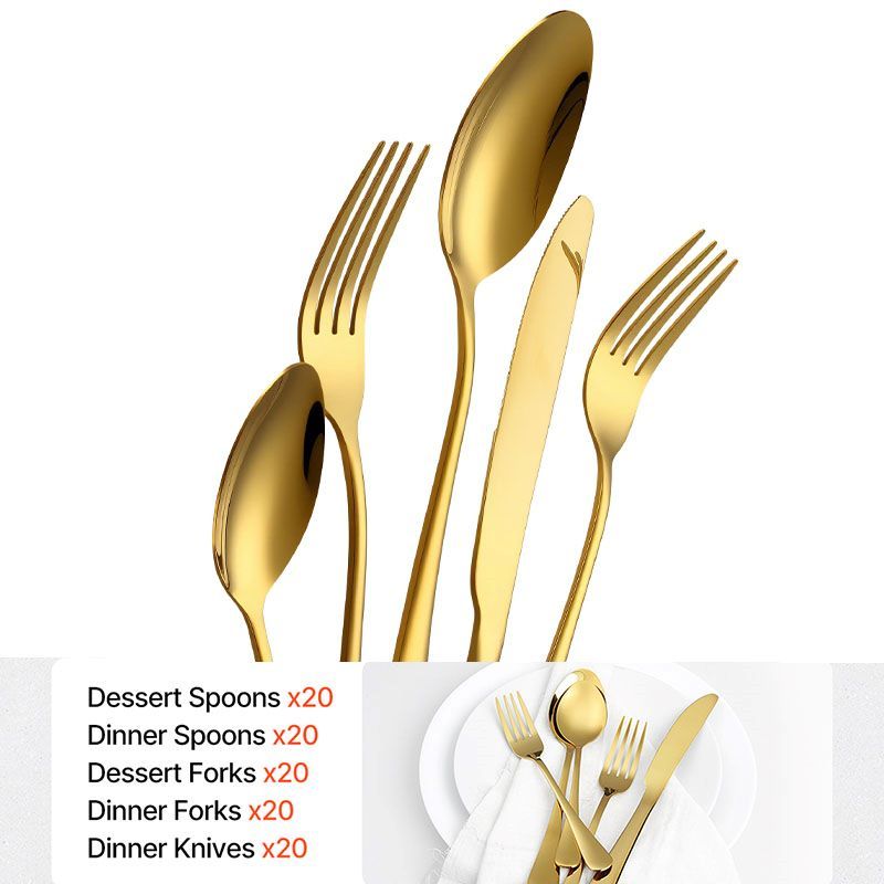 Modern Gold-Toned Flatware for Complete Table Settings