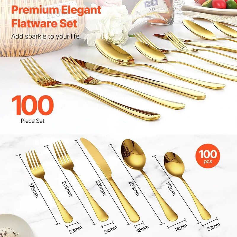 Modern Gold-Toned Flatware for Complete Table Settings