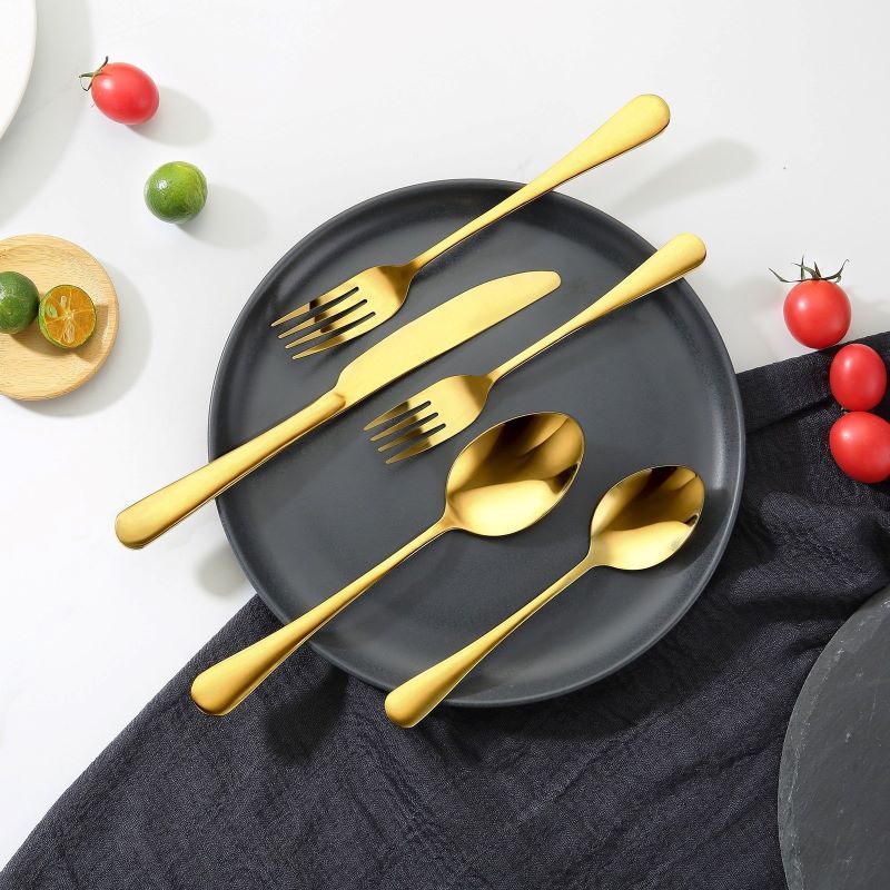 Modern Gold-Toned Flatware for Complete Table Settings