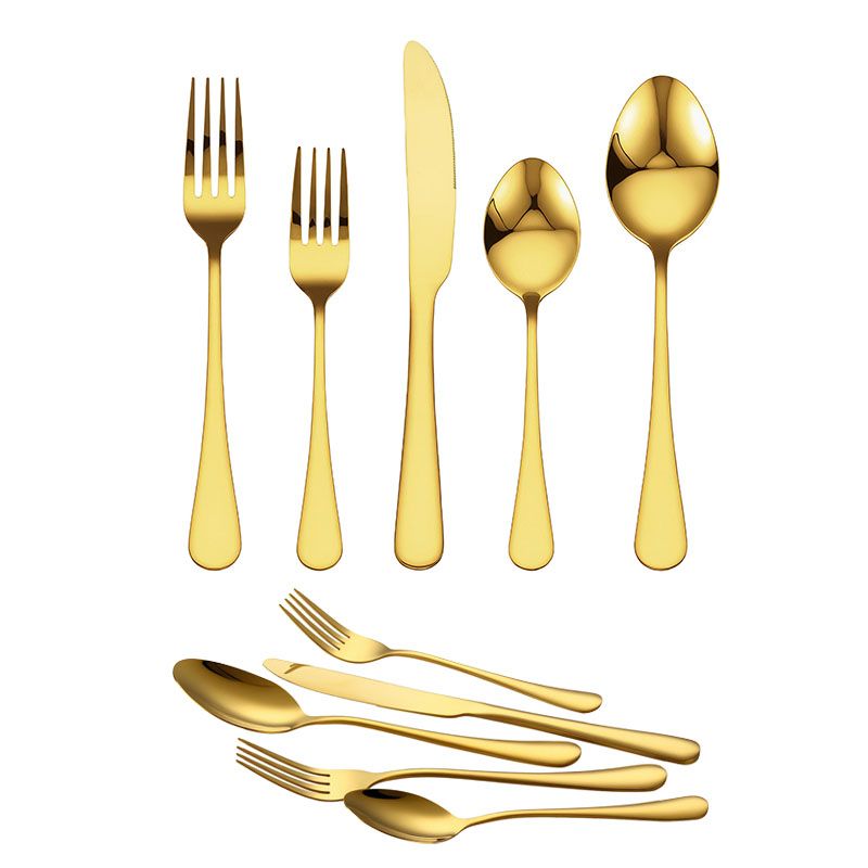 Modern Gold-Toned Flatware for Complete Table Settings