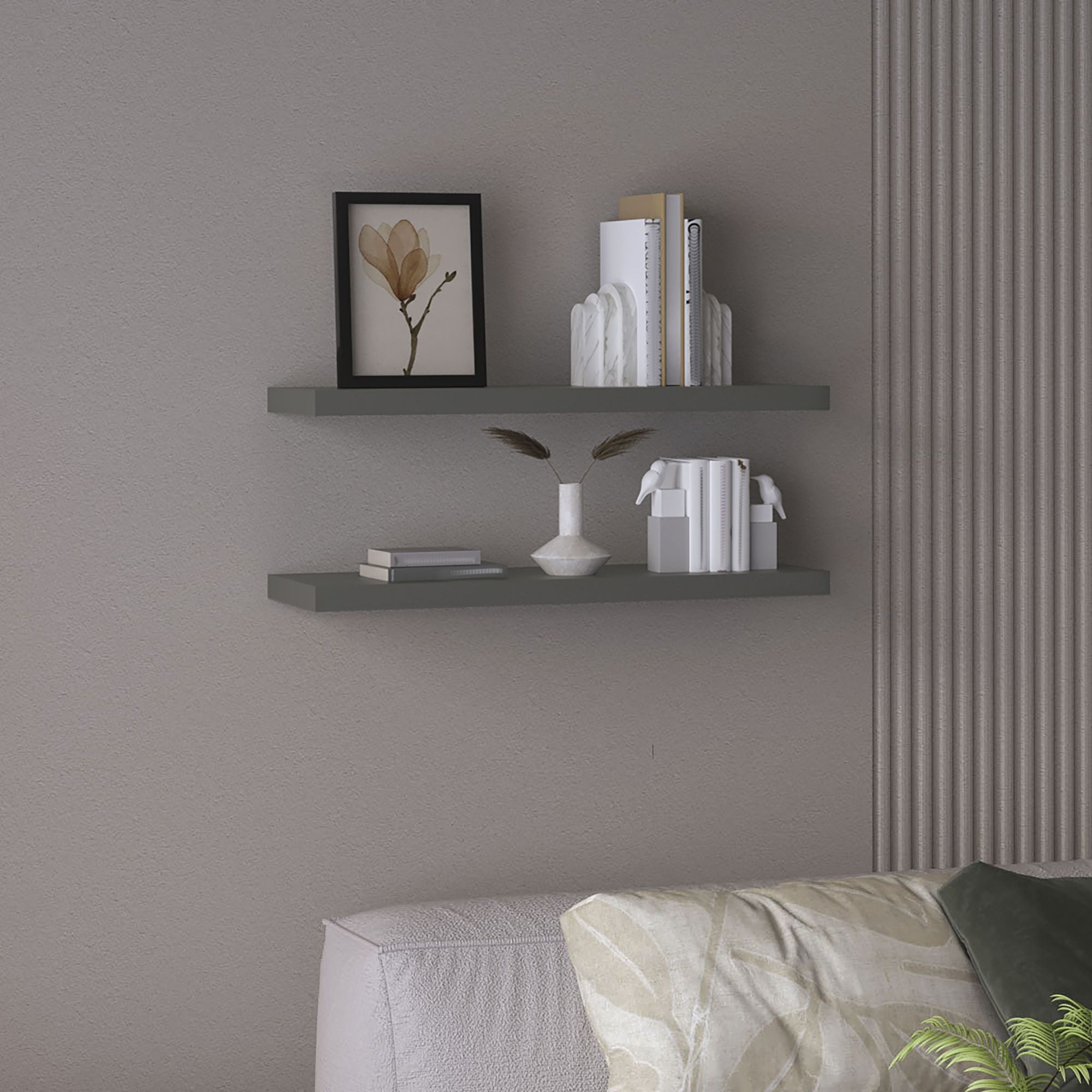 Ecco Wide Floating Shelves Set of 2, Shelves for Wall Decor for Bedroom, Bathroom