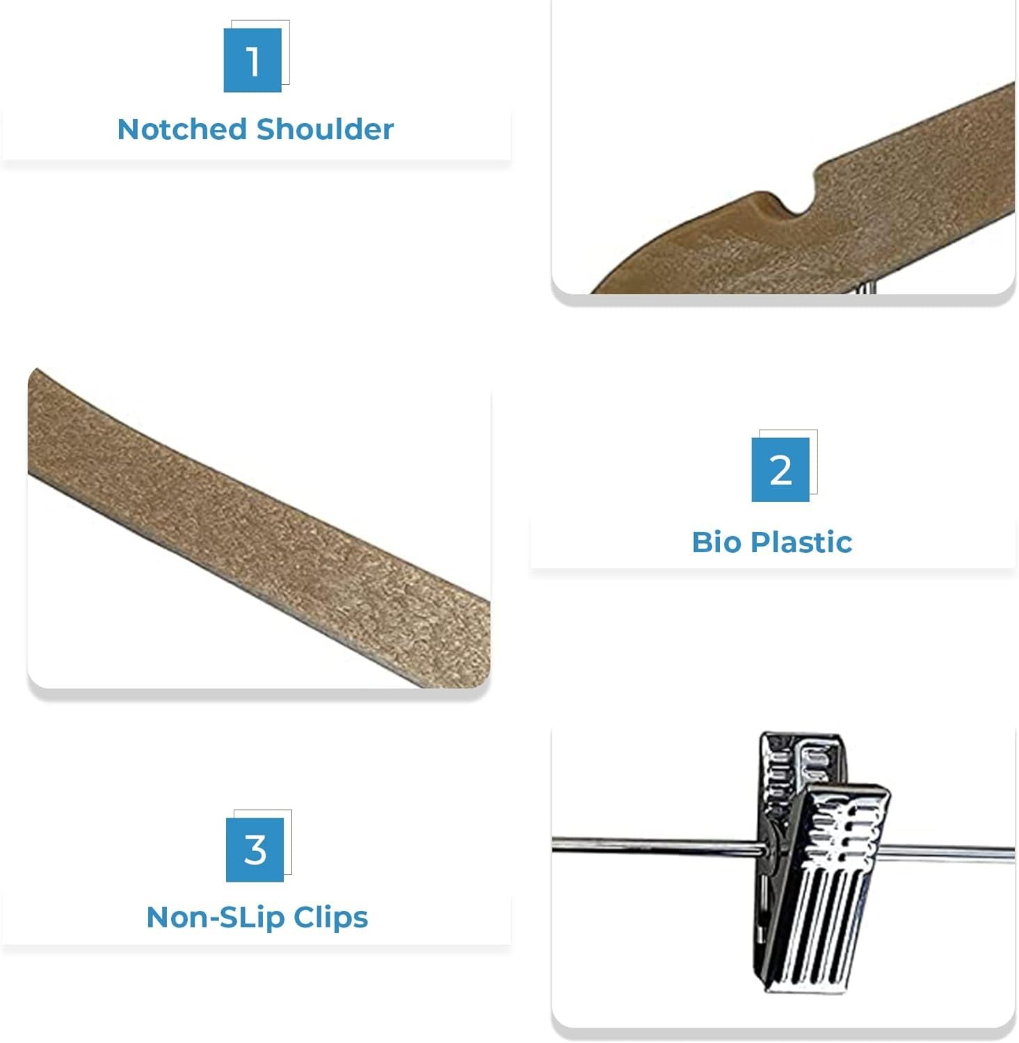 everyday Wood Finish Clothes Hangers with Clips – practical & Space Saving