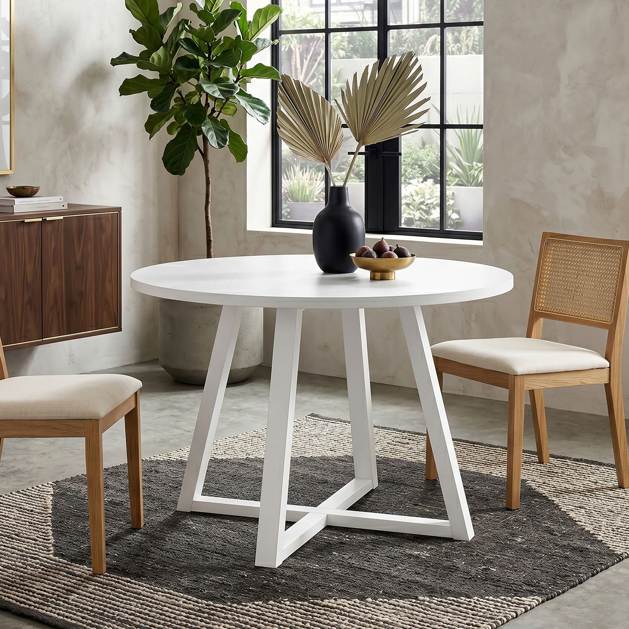 Edo Contemporary Round Trestle Dining Table