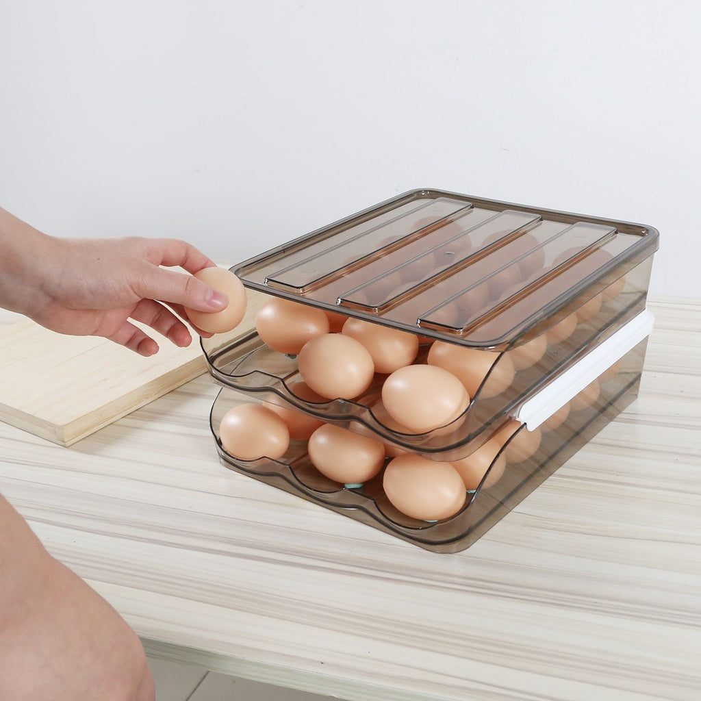 Double-Layer Rolling Egg Organizer with Lid