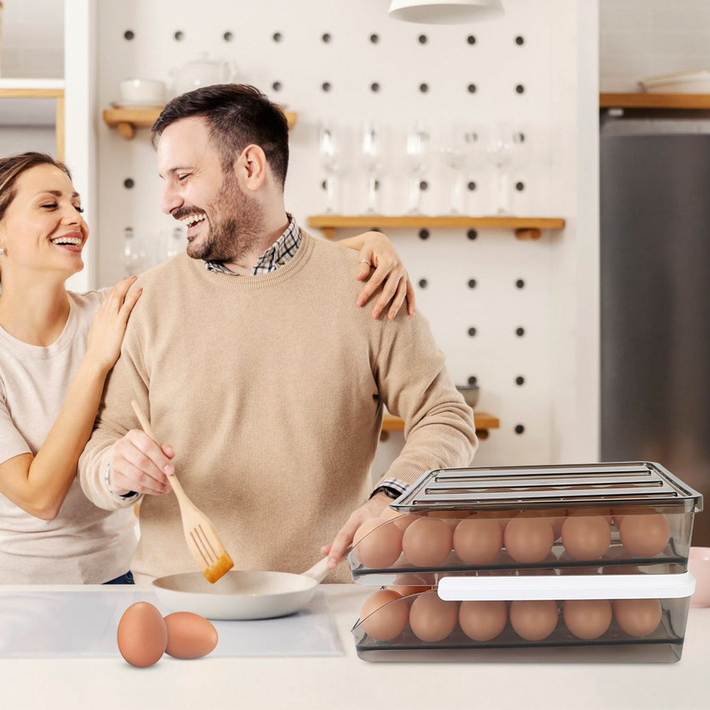 Double-Layer Rolling Egg Organizer with Lid