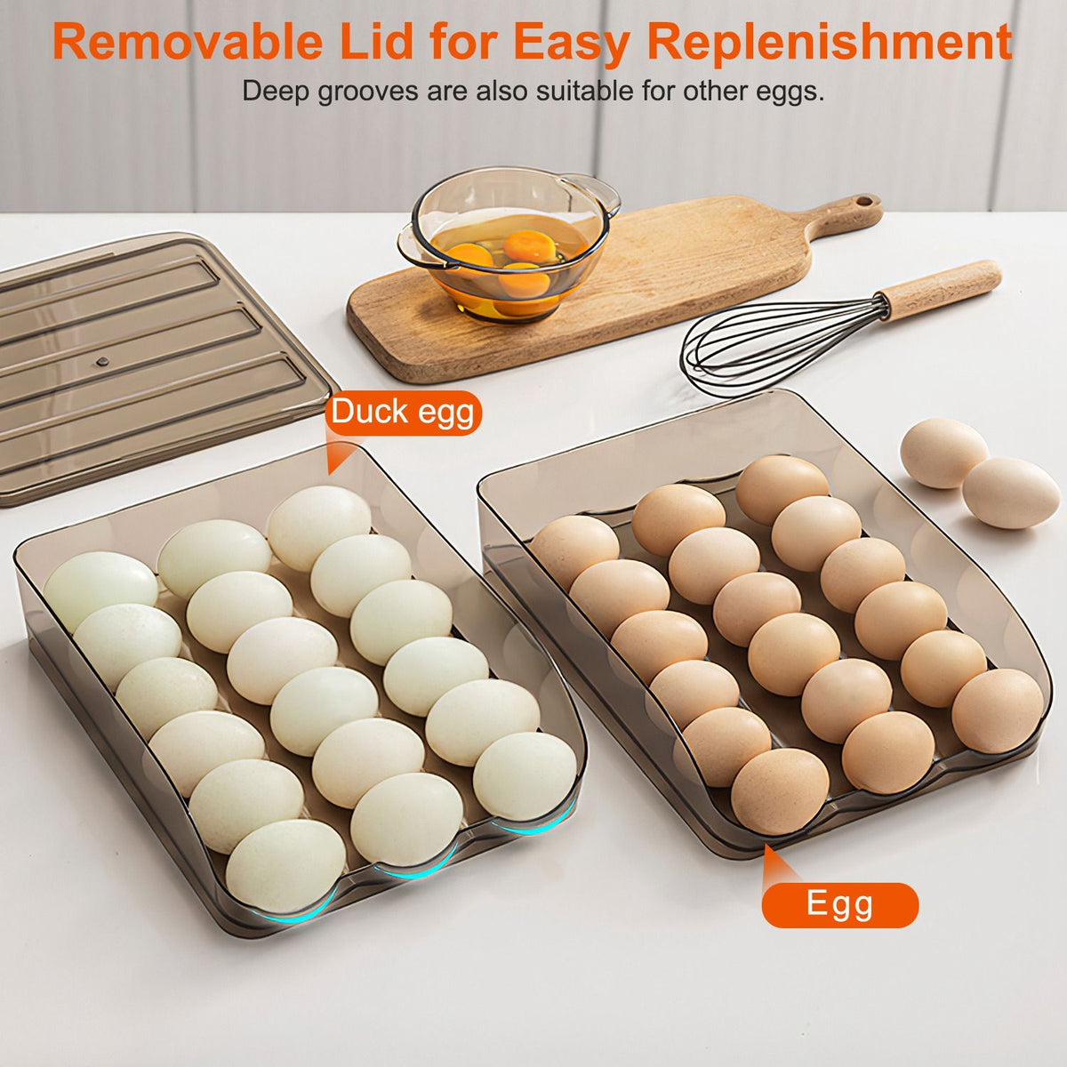 Double-Layer Rolling Egg Organizer with Lid